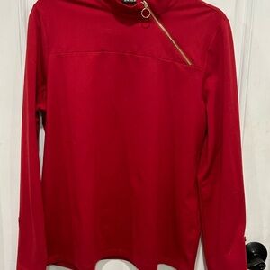 AmberNoon II SunSavy UPF50 Asymmetric Zip Pullover Top Claret Red Women's Medium